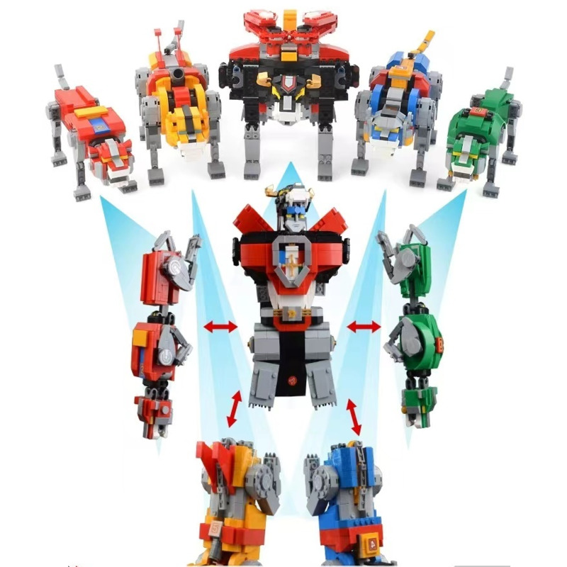 Model Kit Voltron - Mainan figur aksi transformer 5 dalam