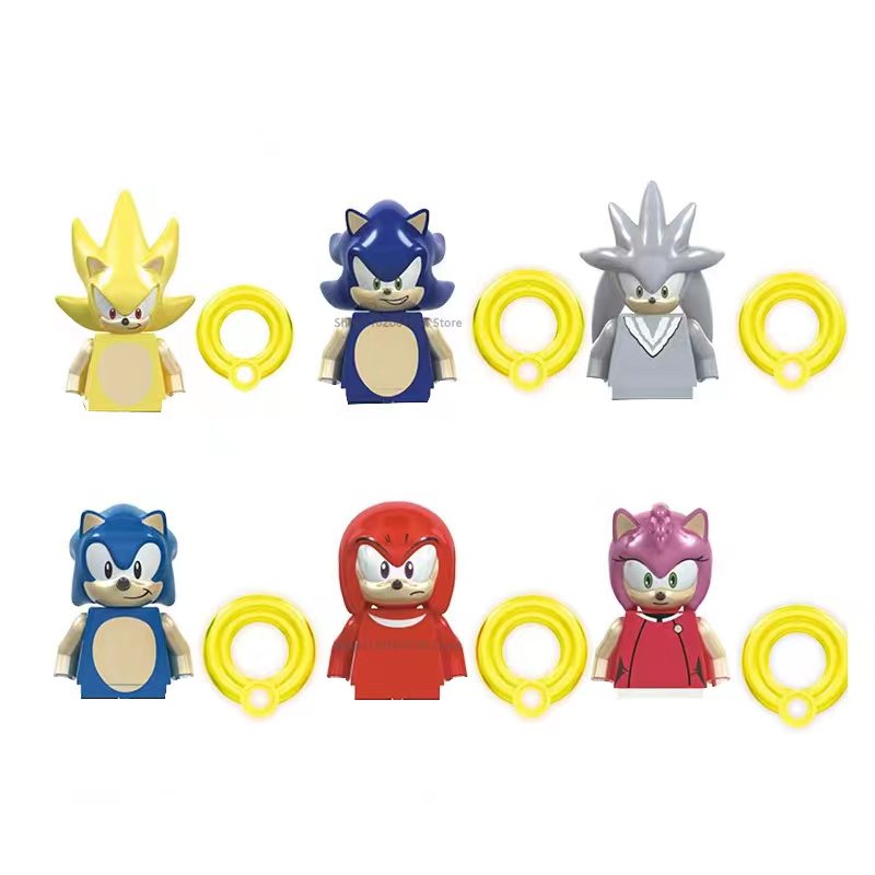 Model Kit Sonic - 6 Buah/Set Figur Aksi Mini Anime