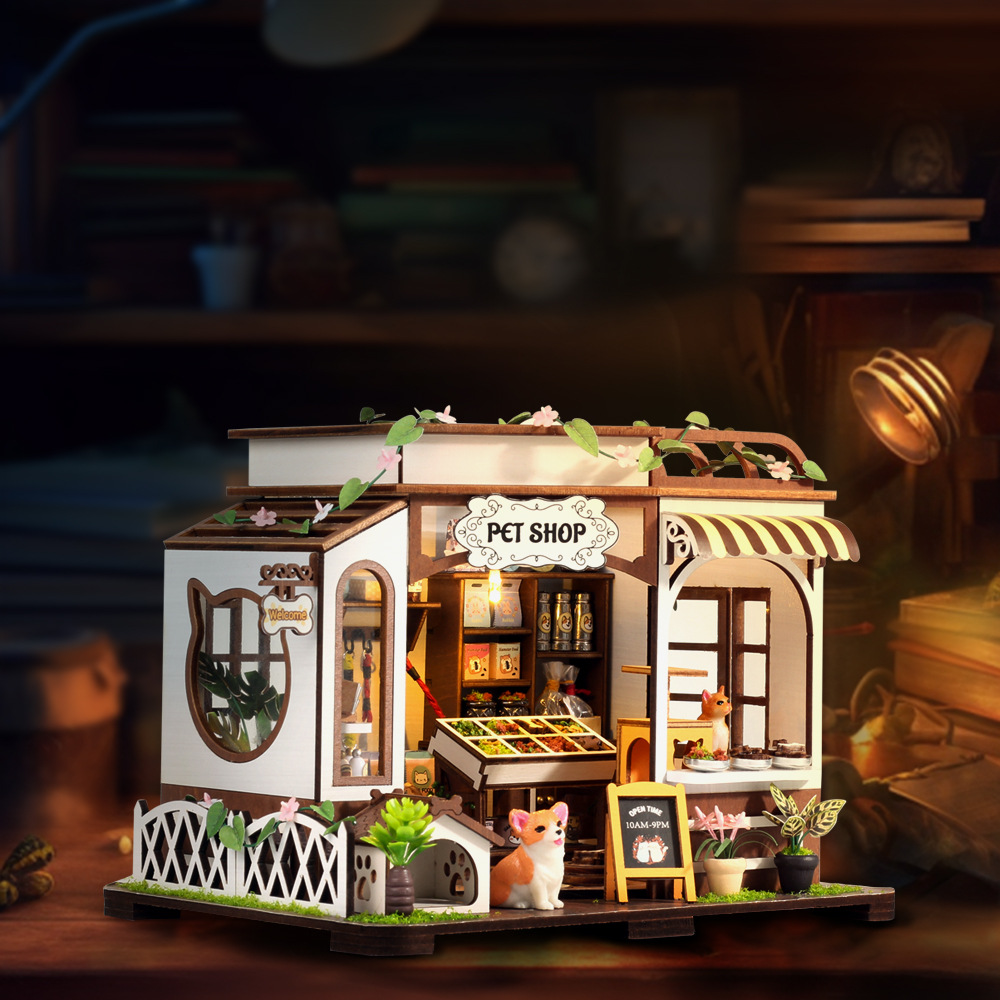Model Kit House - DIY Kayu Toko Hewan Peliharaan Pondok