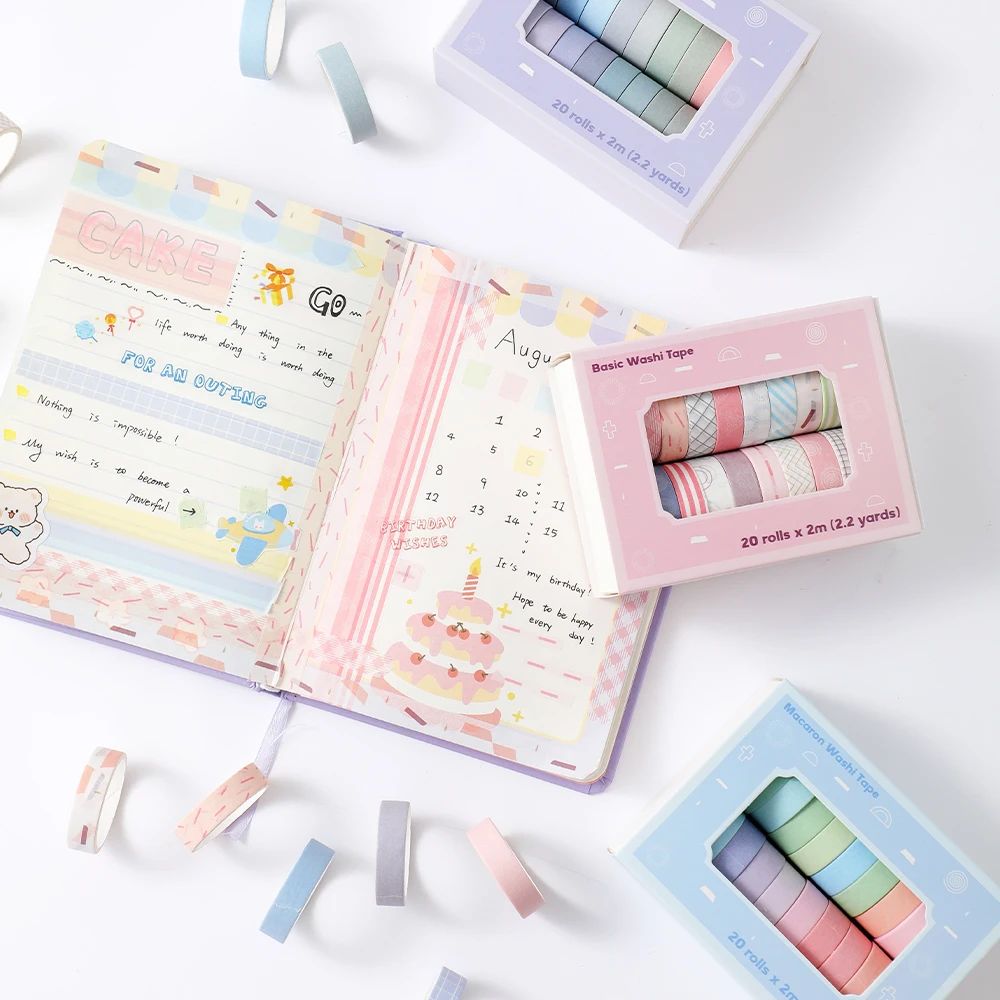 Set pita Washi ramping warna-w - Masking Tape Thin ulasan dan harga